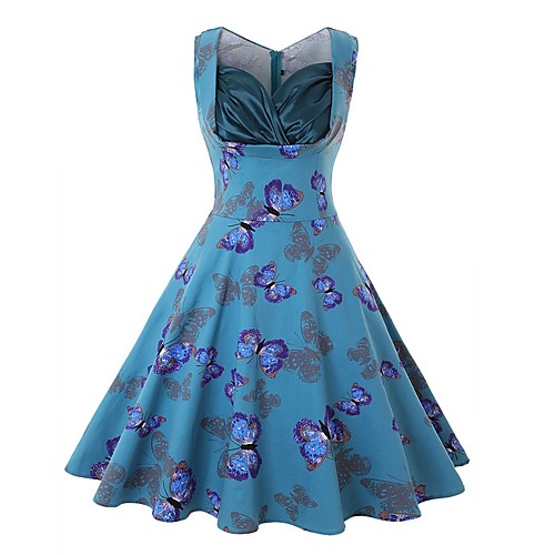 

Women's A Line Dress - Animal Black Wine Light Blue S M L XL