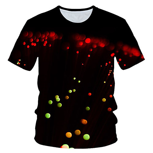 

Men's Daily Holiday Street chic / Exaggerated T-shirt - Color Block / 3D / Graphic Print Black