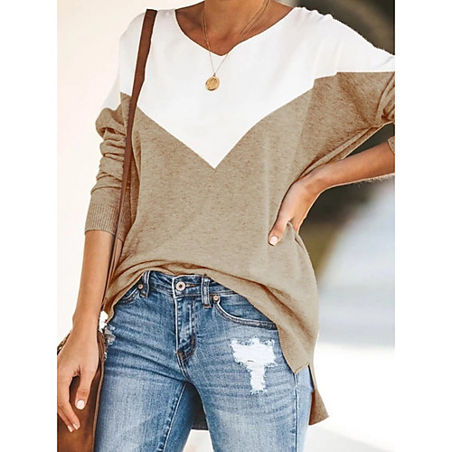 

Women's Daily T-shirt - Color Block Blue