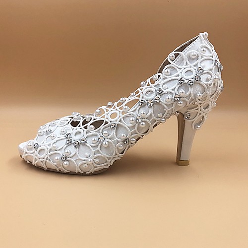 

Women's Heels Stiletto Heel Peep Toe Canvas Fall & Winter White / Wedding