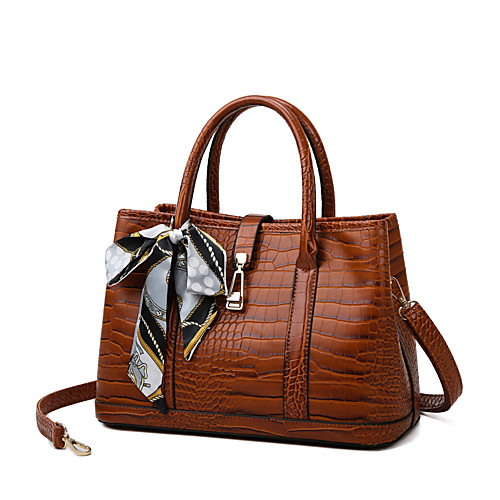 

Women's Zipper PU Top Handle Bag Striped Black / Brown / Wine