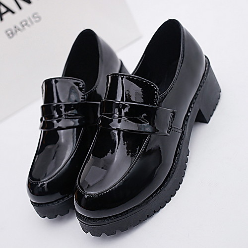 

Women's Flats Flat Heel Round Toe PU Winter Black