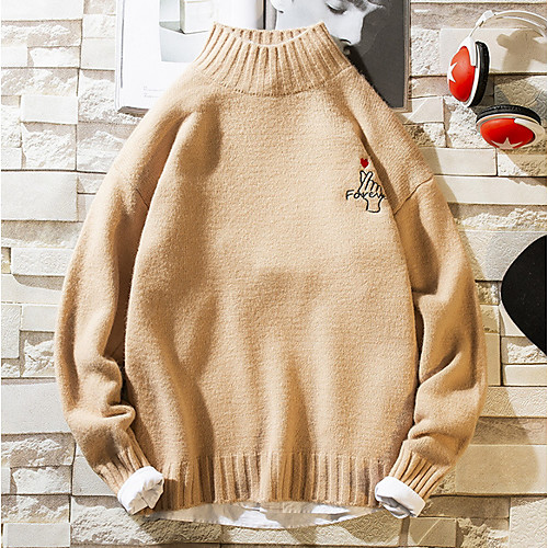 

Men's Solid Colored Long Sleeve Pullover Sweater Jumper, Round Black / White / Brown US36 / UK36 / EU44 / US38 / UK38 / EU46 / US40 / UK40 / EU48