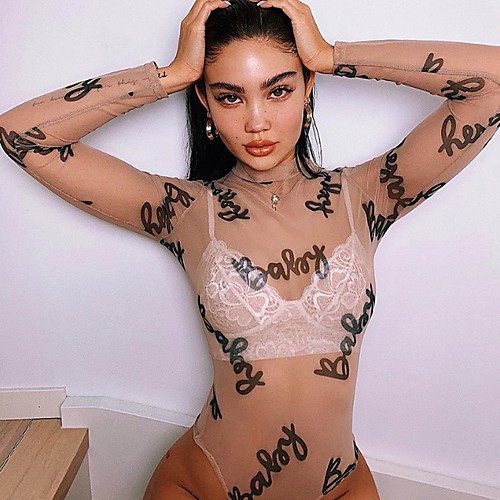 

Жен. Bodysuit Буквы Хаки