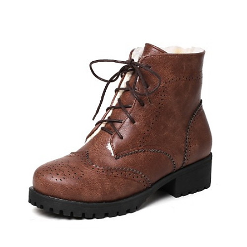 

Women's Boots Flat Heel Round Toe PU Booties / Ankle Boots Fall & Winter Black / Dark Brown