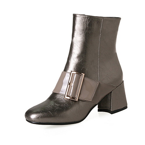 

Women's Boots Chunky Heel Round Toe PU Booties / Ankle Boots Winter Black / White / Gold