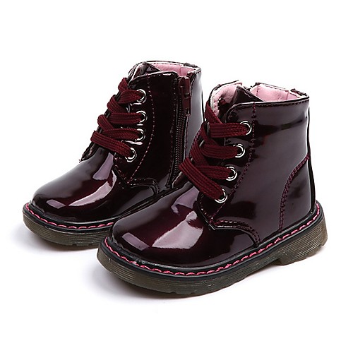 

Girls' Combat Boots Patent Leather Boots Little Kids(4-7ys) White / Burgundy Fall