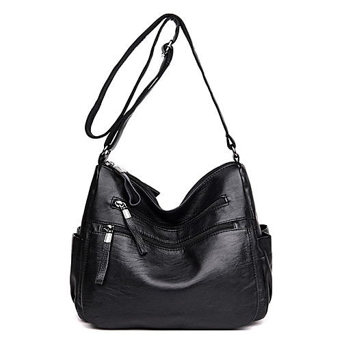 

Women's Zipper Faux Leather / PU Crossbody Bag Solid Color Black / Wine