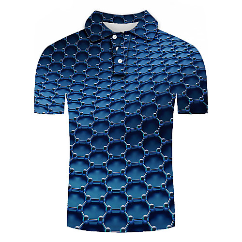 

Men's Daily Going out Basic / Exaggerated Polo - Color Block / 3D / Graphic Blue