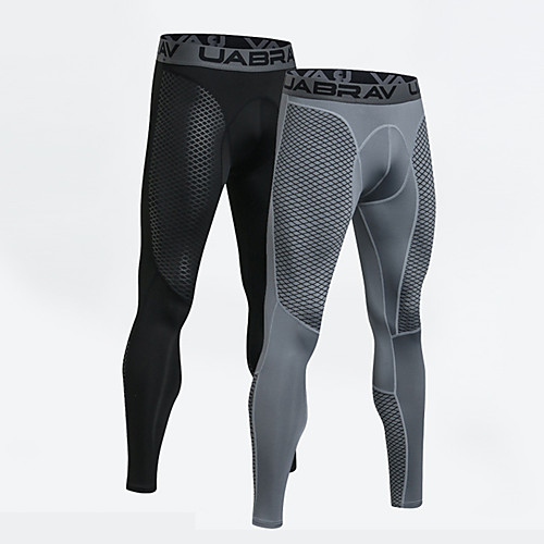 

UABRAV Men's Leggings Running Tights Compression Pants Sports Winter Leggings Running Basketball Fitness Jogging Breathable Quick Dry Color Block Black Gray / Stretchy / Skinny