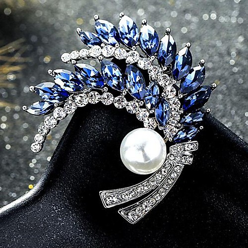 

Women's Cubic Zirconia Brooches Classic Floral Theme Classic Basic Brooch Jewelry White Dark Purple Blue For Party Graduation Gift Daily Festival