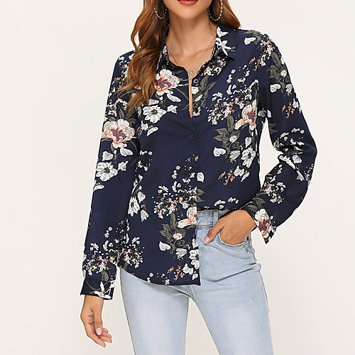 

Women's Daily Basic Shirt - Floral White