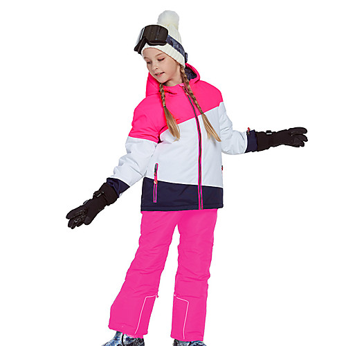 фото Phibee девочки лыжная куртка и брюки катание на лыжах отдых и туризм зимние виды спорта с защитой от ветра теплый зимние виды спорта полиэстер тёплый топ тёплые брюки наборы одежды / зима / пэчворк lightinthebox