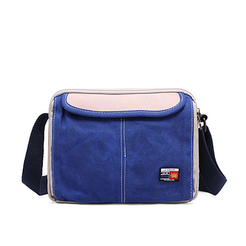 

Men's Zipper Canvas Crossbody Bag Color Block Army Green / Blue