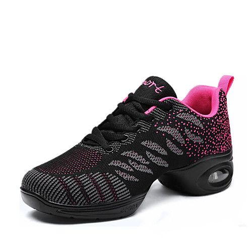 

Women's Dance Shoes Knit Dance Sneakers Sneaker Thick Heel Customizable Black / Fuchsia / Blue