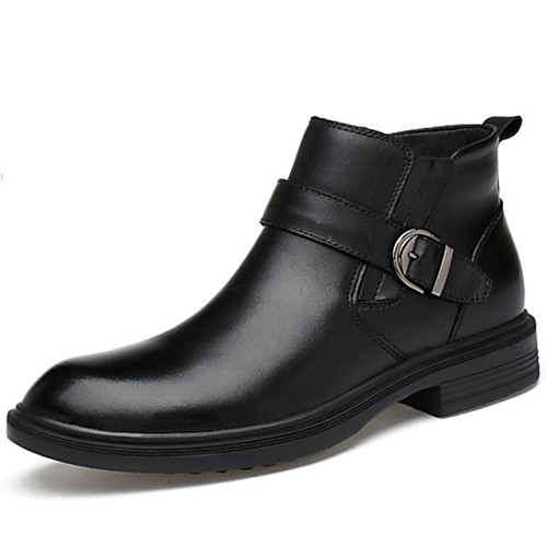 

Men's Fashion Boots Nappa Leather Spring / Fall & Winter Classic / Vintage Boots Warm Mid-Calf Boots Black