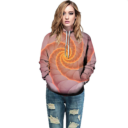 

Women's Active / Street chic Hoodie - Geometric / Color Block / 3D Rainbow L