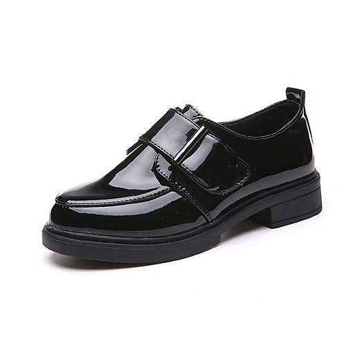 

Women's Loafers & Slip-Ons Flat Heel Round Toe Patent Leather Fall Black