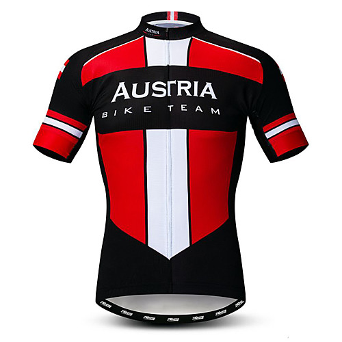 

21Grams Men's Short Sleeve Cycling Jersey Rough Black Austria National Flag Bike Jersey Top Mountain Bike MTB Road Bike Cycling Breathable Moisture Wicking Quick Dry Sports Polyester Elastane Terylene