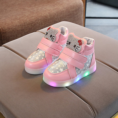 

Girls' LED / Comfort / LED Shoes PU Sneakers Toddler(9m-4ys) / Little Kids(4-7ys) Sparkling Glitter / Split Joint / LED Wine / White / Pink Spring / Fall / Rubber