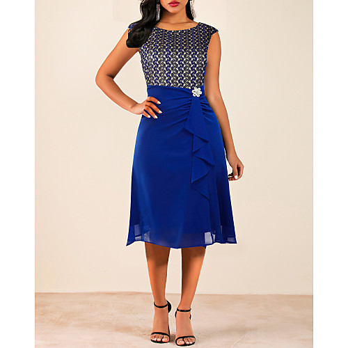 

Women's A Line Dress - Solid Colored Blue M L XL XXL