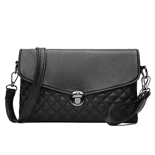 

Women's Chain PU Crossbody Bag Solid Color Black