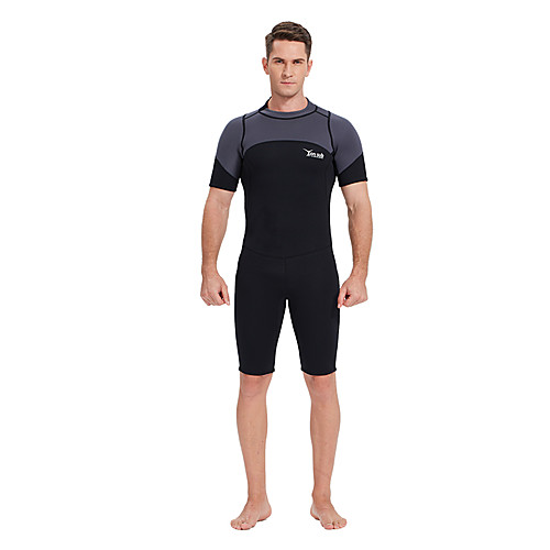 

YON SUB Men's Shorty Wetsuit 3mm SCR Neoprene Diving Suit Thermal / Warm Waterproof Zipper Short Sleeve Back Zip - Diving Water Sports Patchwork Autumn / Fall Spring Summer / Winter / Micro-elastic