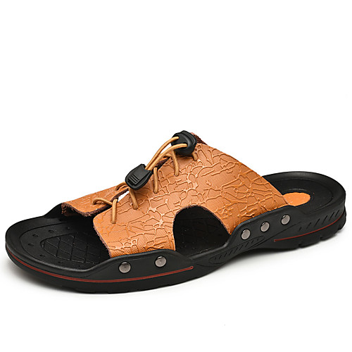 

Men's Leather Shoes Cowhide Spring & Summer Casual Sandals Breathable Black / Brown / Dark Brown