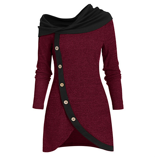 

Women's Color Block Long Sleeve Pullover Sweater Jumper, Round Wine / Green / Gray L / XL / XXL