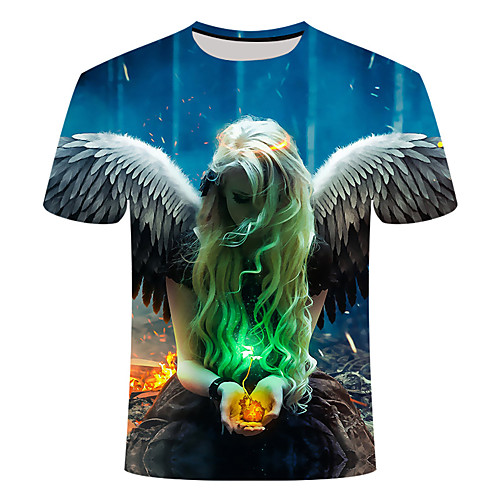 

Men's Daily Going out Basic / Street chic T-shirt - Geometric / 3D Print Green