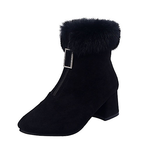 

Women's Boots Chunky Heel Round Toe Suede Booties / Ankle Boots Fall & Winter Black / Beige