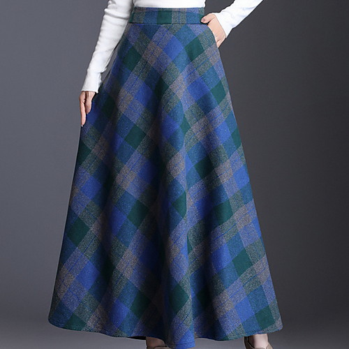 

Women's A Line Skirts - Plaid Blue Red Green S M L