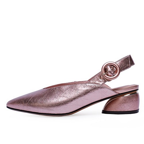 

Women's Heels Chunky Heel Pointed Toe Leather Spring & Fall Pink / Gray