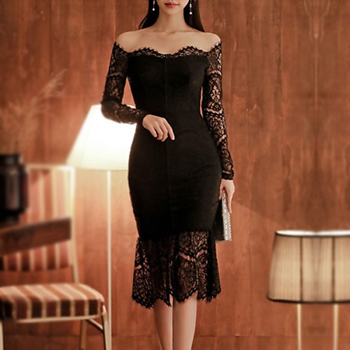 

Women's Birthday Party Party & Evening Sophisticated Bodycon Dress - Solid Colored Black S M L XL