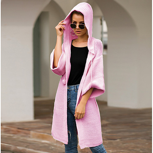 

Women's Solid Colored 3/4 Length Sleeve Cardigan Sweater Jumper, V Neck White / Blushing Pink / Red S / M / L