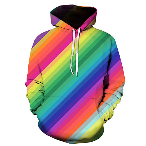 

Women's Active / Street chic Hoodie - Geometric / Color Block / 3D Rainbow L