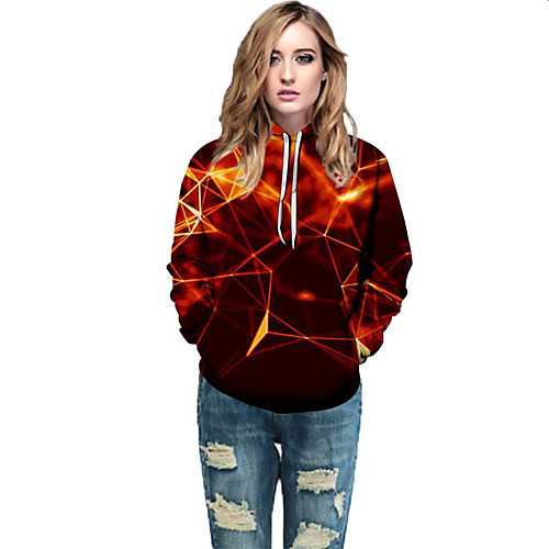 

Women's Active / Street chic Hoodie - Geometric / Color Block / 3D Rainbow L