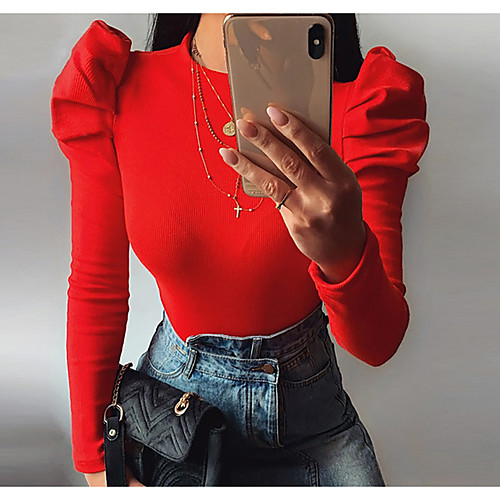 

Women's Daily T-shirt - Solid Colored Red