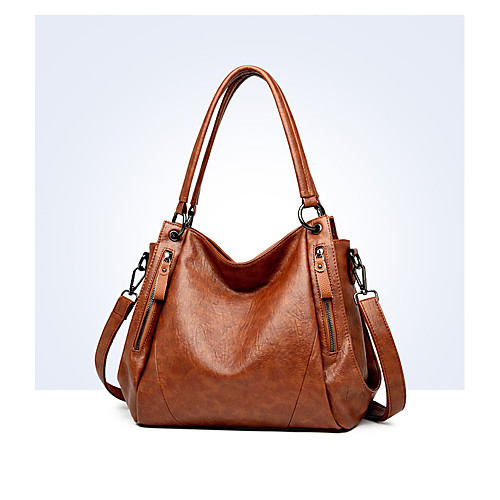 

Women's Zipper PU Top Handle Bag Solid Color Black / Dark Brown / Wine