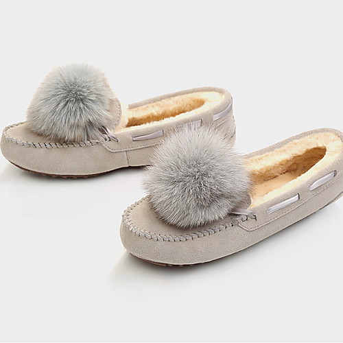 

Women's Loafers & Slip-Ons Flat Heel Round Toe Suede Booties / Ankle Boots Winter Black / Pink / Gray