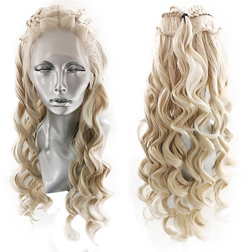 

Synthetic Lace Front Wig Wavy Box Braids Middle Part Braid Lace Front Wig Long Blonde Synthetic Hair 18-26 inch Women's Cosplay Soft Adjustable Blonde