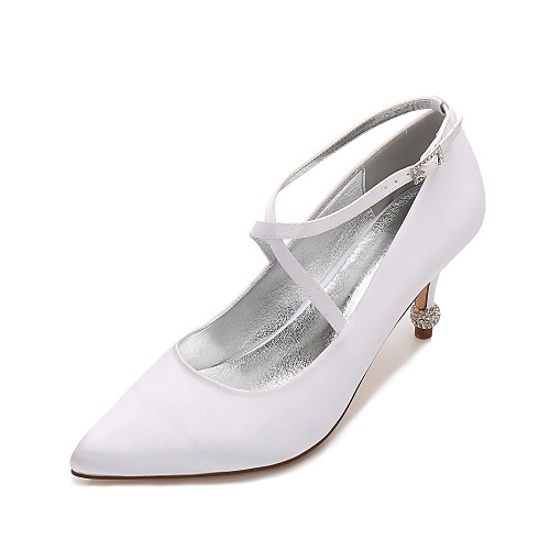

Women's Wedding Shoes Stiletto Heel Pointed Toe Rhinestone Satin Sweet / British Spring & Summer White / Purple / Champagne