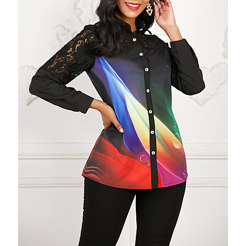 

Women's Daily Shirt - Color Block Black