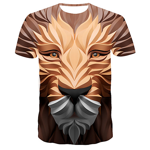 

Men's Daily Going out Basic / Street chic T-shirt - Geometric Print Brown