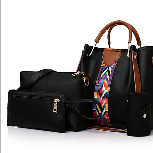 

Women's Zipper PU Bag Set Solid Color 4 Pieces Purse Set Black / Camel / Blushing Pink