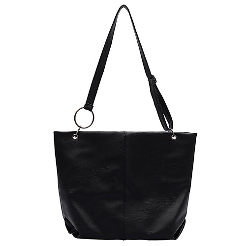 

Women's Polyester / PU Top Handle Bag Solid Color Black / White