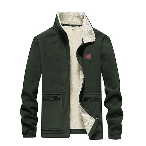 

Men's Daily Regular Jacket, Solid Colored Turndown Long Sleeve Polyester Green / Dark Gray