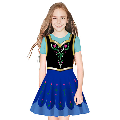 

Princess Elsa Dress Girls' Movie Cosplay Cosplay Black / Blue Dress Halloween Carnival Masquerade Polyester