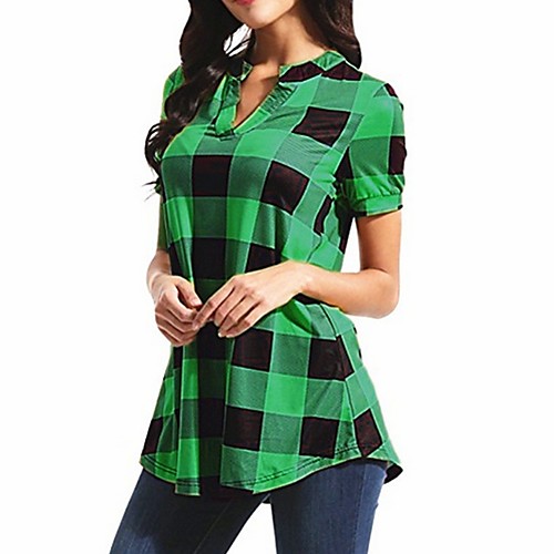 

Women's Daily T-shirt - Plaid White