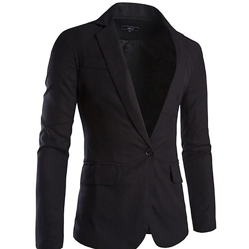 

Men's Blazer, Solid Colored Notch Lapel Polyester Black / Wine / Light Blue